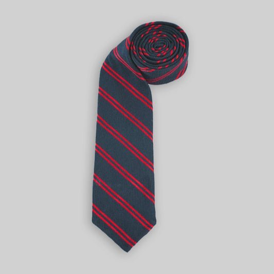 Navy Grenadine With Red Double Stripes