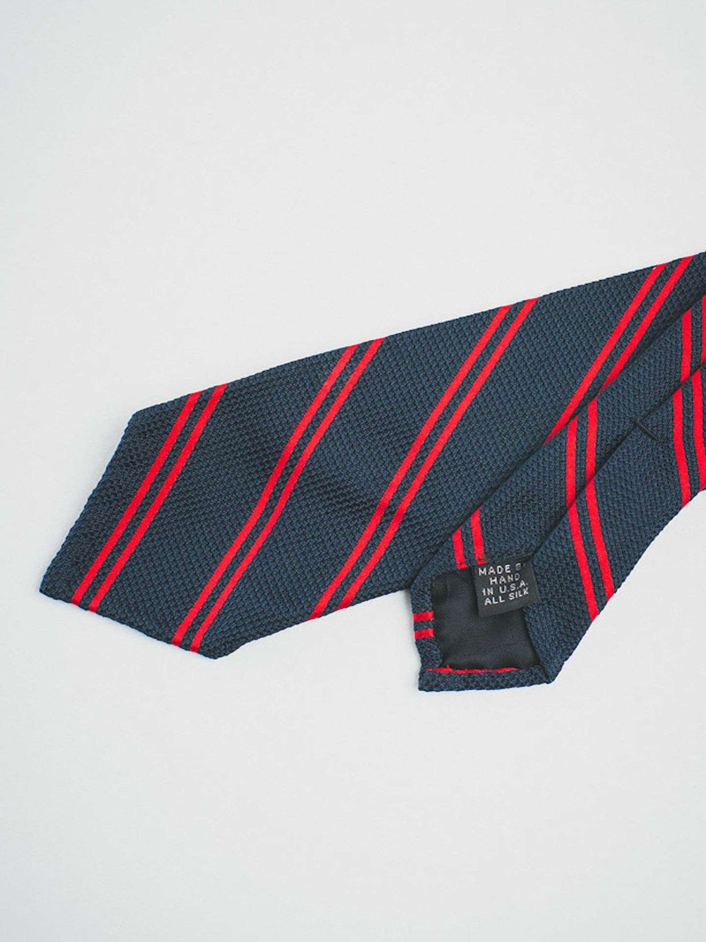 Navy Grenadine With Red Double Stripes